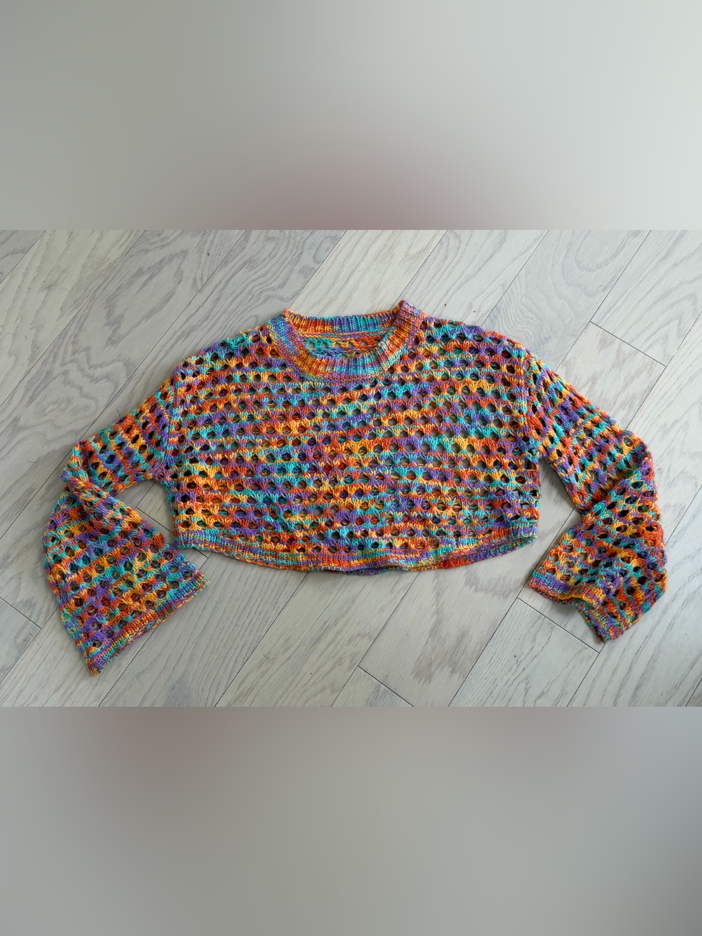SHEIN Multicolor Crochet Open-Weave Sweater - Never worn!